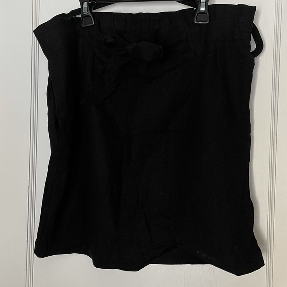 Dynamite Jet Black Paper-bag Linen Belted Skirt - Picture 1 of 10